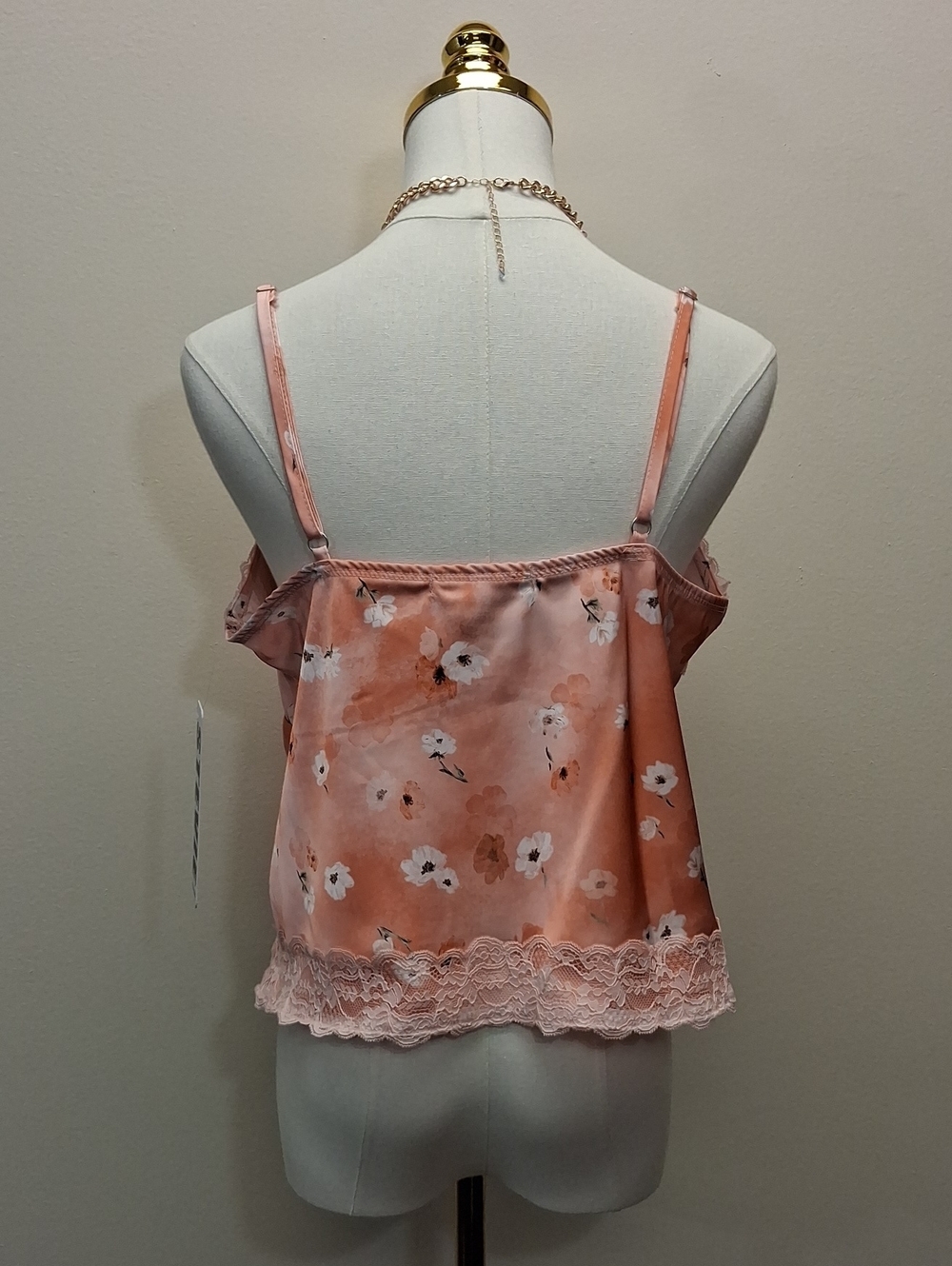 Steve Madden Stevie Pink Floral Satin Lace Cami Adjustable Strap XL - Picture 3 of 9